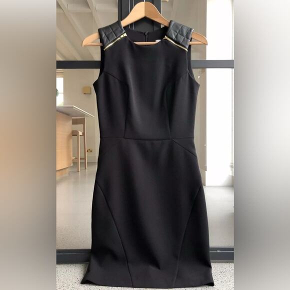 SANDRO Sheath Dress w Quilted Leather- NEW - Picture 1 of 4